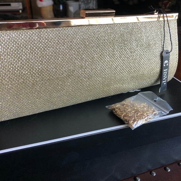 Metallic gold clutch /shoulder evening bag - Picture 1 of 4